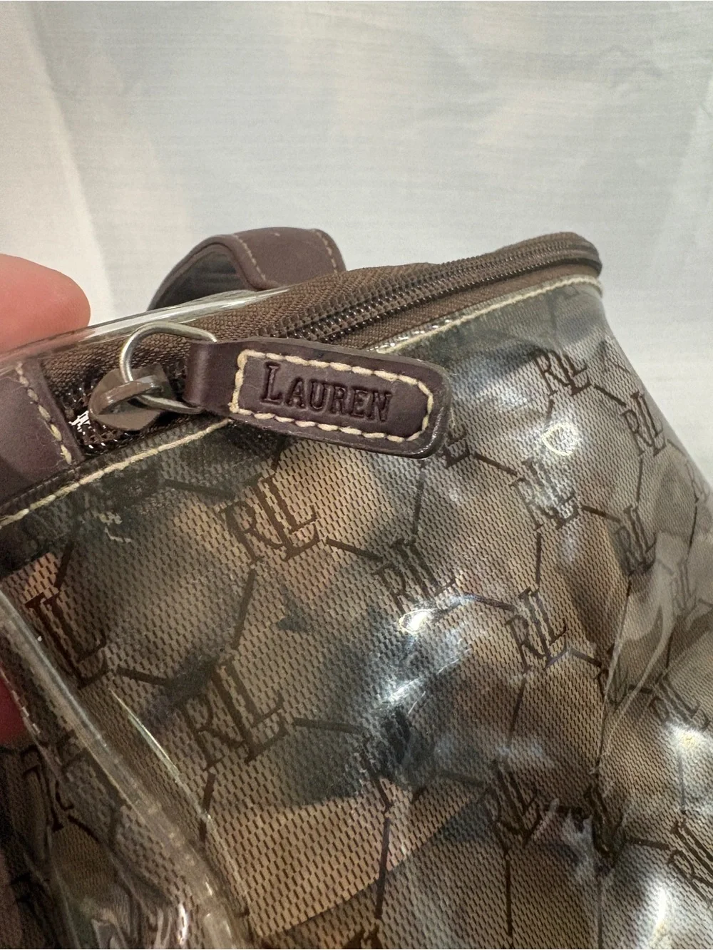 Ralph Lauren Clear w/ Brown RL Monogram Toiletry Bag
